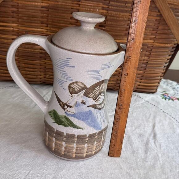 Vintage Studio Pottery by Eddy K (Eddy Kourishima) Dall Sheep Coffee Tea Pot USA - Picture 12 of 14